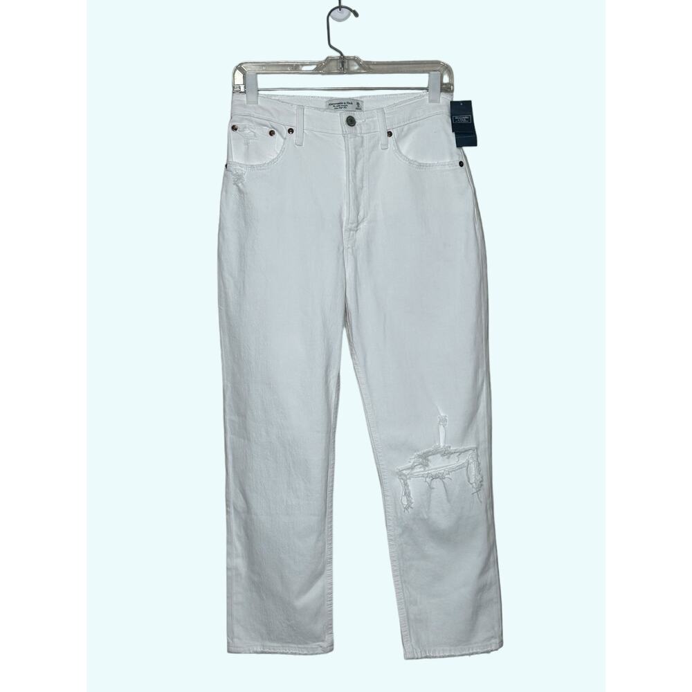 Abercrombie & Fitch white the ankle straight ultra high rise jeans size 6